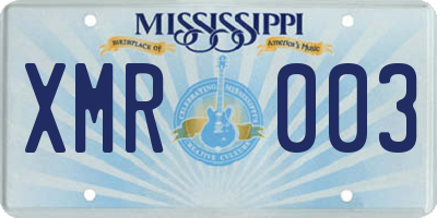 MS license plate XMR003