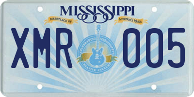 MS license plate XMR005