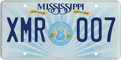 MS license plate XMR007
