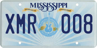 MS license plate XMR008