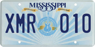 MS license plate XMR010