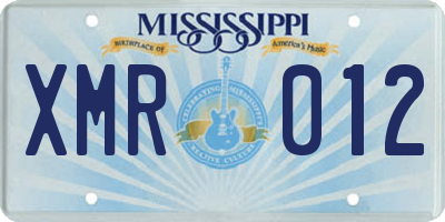 MS license plate XMR012