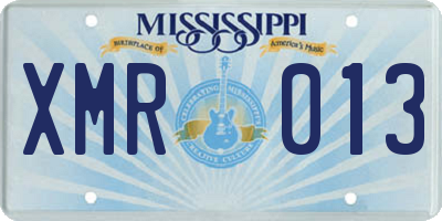 MS license plate XMR013