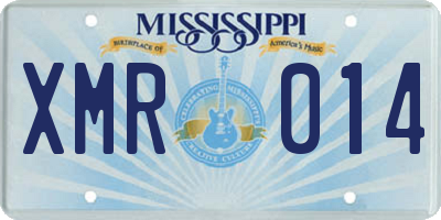 MS license plate XMR014