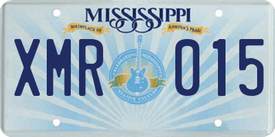 MS license plate XMR015