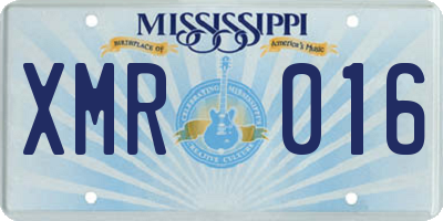 MS license plate XMR016