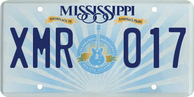 MS license plate XMR017