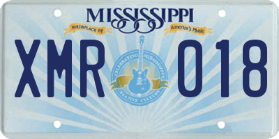 MS license plate XMR018