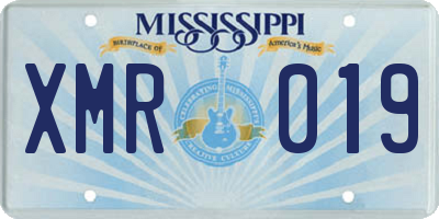 MS license plate XMR019
