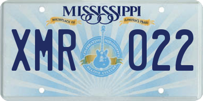 MS license plate XMR022