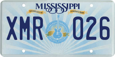 MS license plate XMR026
