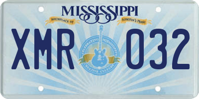 MS license plate XMR032