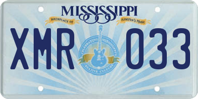 MS license plate XMR033