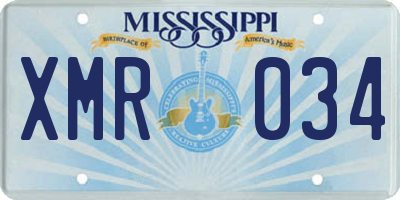 MS license plate XMR034