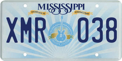 MS license plate XMR038