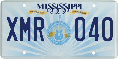 MS license plate XMR040