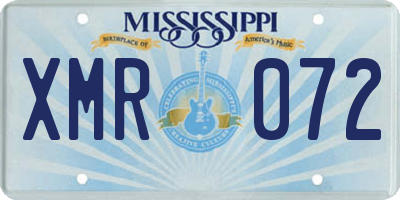 MS license plate XMR072