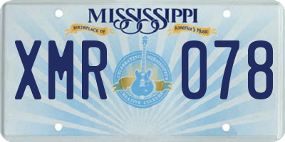 MS license plate XMR078