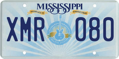 MS license plate XMR080