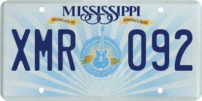 MS license plate XMR092