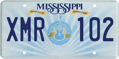 MS license plate XMR102