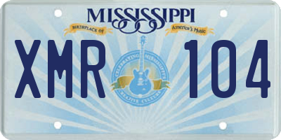 MS license plate XMR104