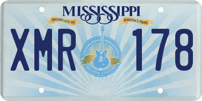 MS license plate XMR178