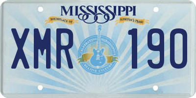 MS license plate XMR190