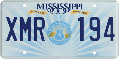 MS license plate XMR194