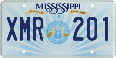 MS license plate XMR201