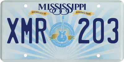 MS license plate XMR203