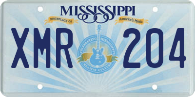 MS license plate XMR204