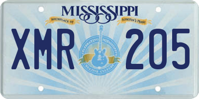 MS license plate XMR205