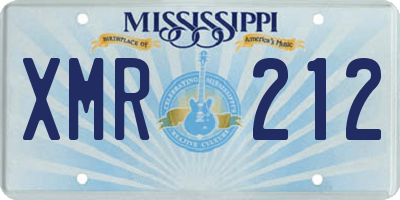 MS license plate XMR212
