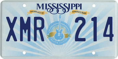 MS license plate XMR214