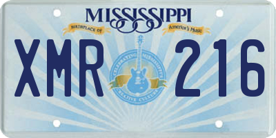 MS license plate XMR216