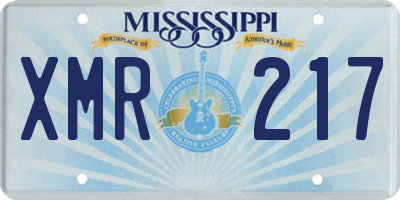 MS license plate XMR217