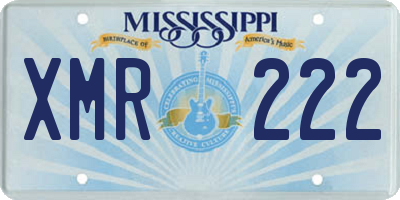 MS license plate XMR222
