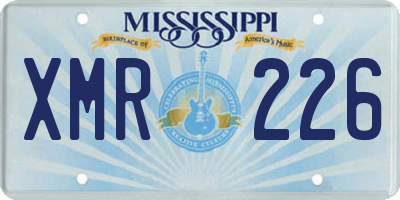 MS license plate XMR226