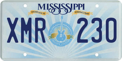 MS license plate XMR230