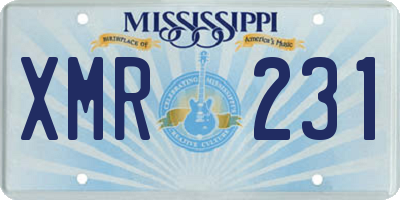 MS license plate XMR231