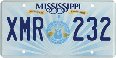 MS license plate XMR232