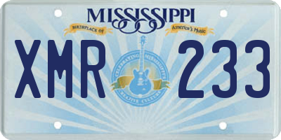 MS license plate XMR233