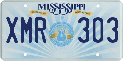 MS license plate XMR303