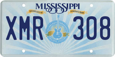 MS license plate XMR308