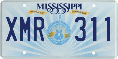 MS license plate XMR311