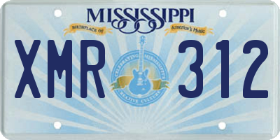 MS license plate XMR312