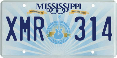 MS license plate XMR314