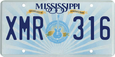 MS license plate XMR316