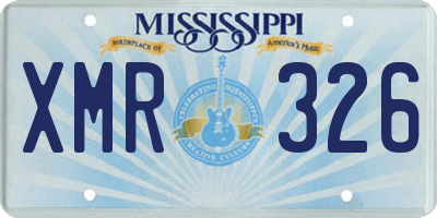 MS license plate XMR326